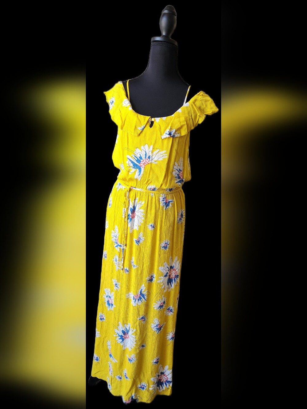 Charming Charlies Yellow Floral Maxi Dress Size Small